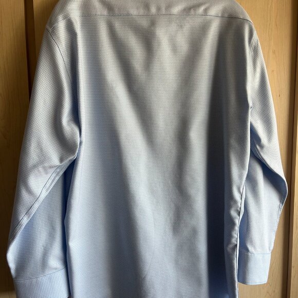 Tailorbyrd Men Size 16.5-32/33 Trim‎ Fit Non Iron Long Sleeve Blue Pink Shirt - Picture 7 of 9